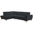 ECKSOFA in Bouclé Schwarz  - Eichefarben/Schwarz, MODERN, Holz/Textil (212/287cm) - Valnatura