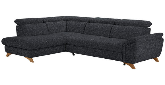 ECKSOFA in Bouclé Schwarz  - Eichefarben/Schwarz, MODERN, Holz/Textil (212/287cm) - Valnatura