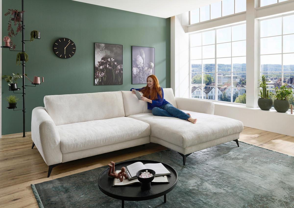 ECKSOFA Naturfarben Chenille  - Schwarz/Naturfarben, Design, Textil/Metall (288/194cm) - Niels Andersson