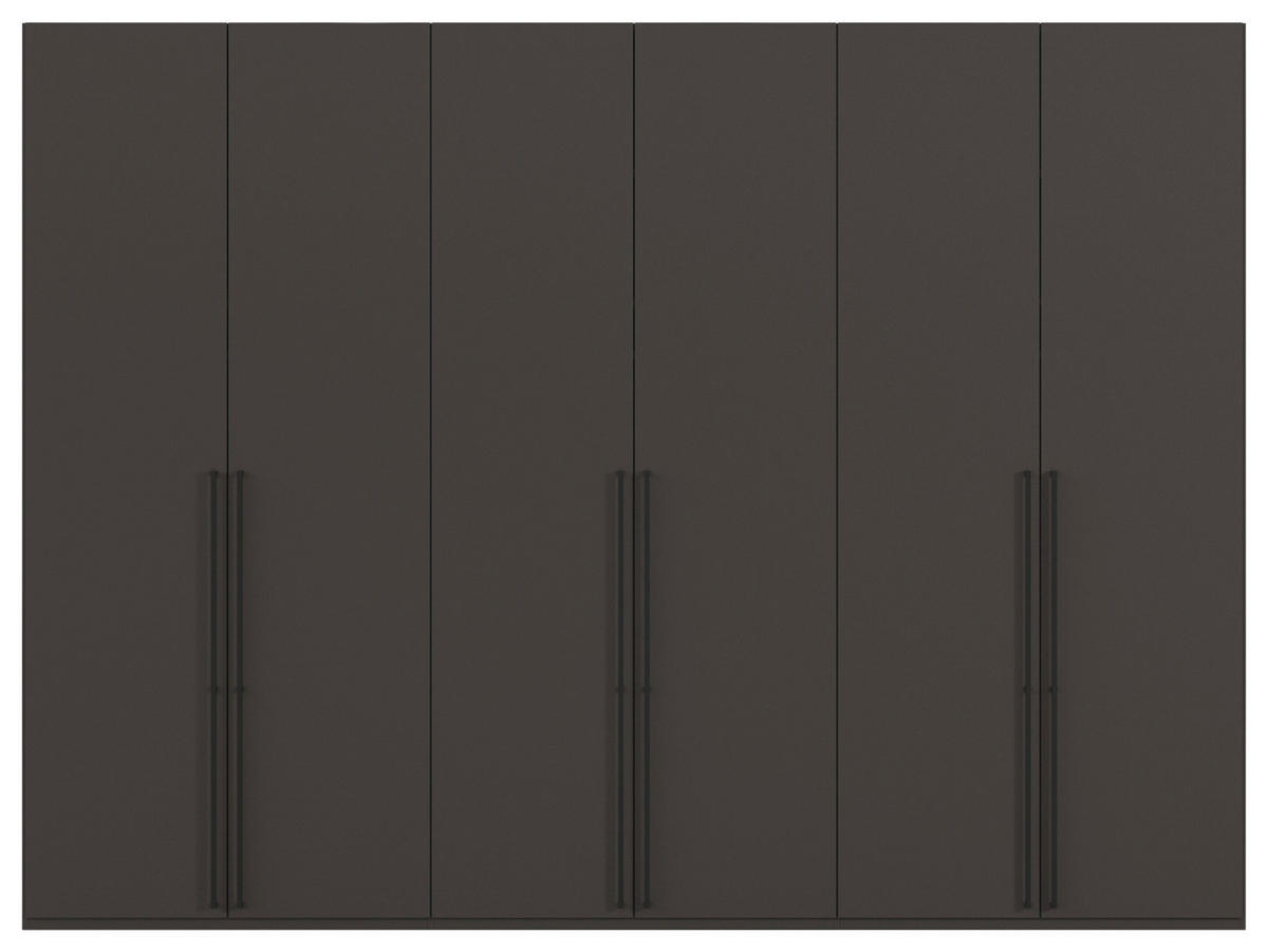 DREHTÜRENSCHRANK 301/223/61 cm,  in Graphitfarben, 6-türig  - Schwarz/Graphitfarben, Basics, Holzwerkstoff/Metall (301/223/61cm) - Novel
