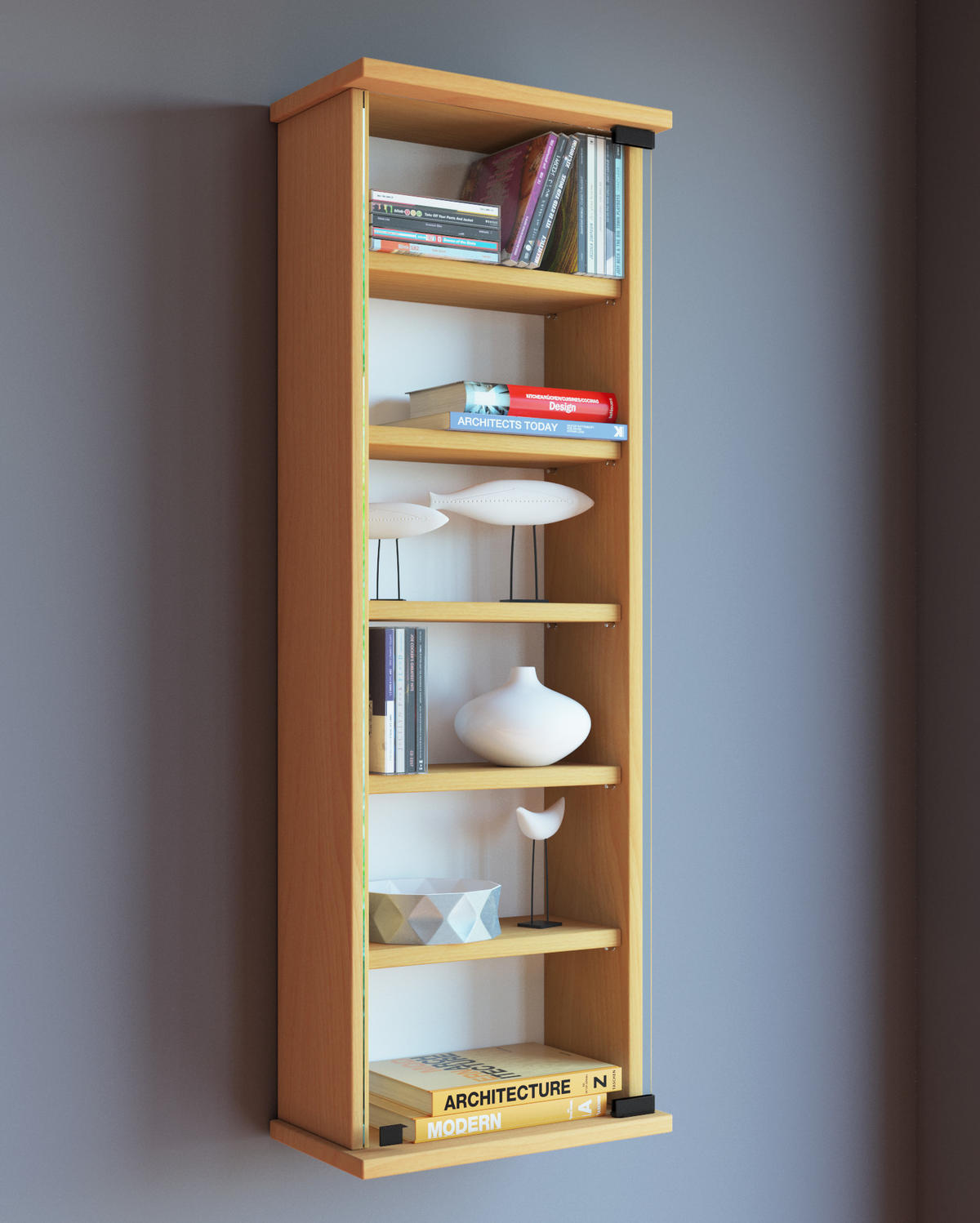 CD-Regal in Buchefarbe - Buchefarben, Konventionell, Glas/Holzwerkstoff (31/91,5/18cm) - MID.YOU