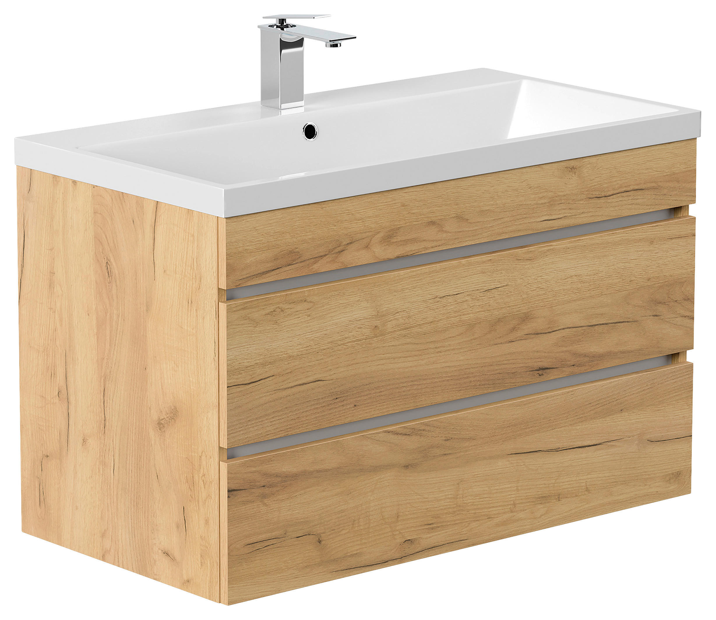 WASCHTISCHKOMBI 90 cm  - Eichefarben/Weiß, Basics, Holzwerkstoff/Stein (90cm) - MID.YOU