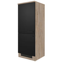 GERÄTEUMBAUSCHRANK 60/160,6/60 cm  in Schwarz, Eichefarben  - Eichefarben/Schwarz, KONVENTIONELL, Holzwerkstoff/Metall (60/160,6/60cm) - FlexWell