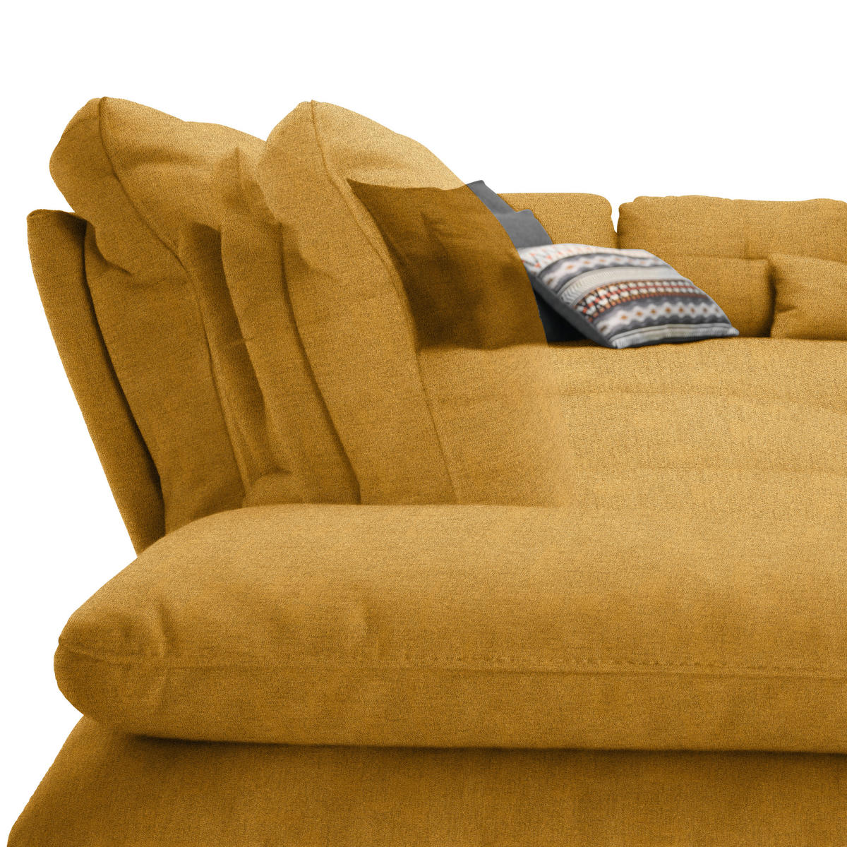ECKSOFA in Flachgewebe Honig  344/271 cm  - Schwarz/Honig, Design, Textil/Metall (344/271cm) - Chilliano