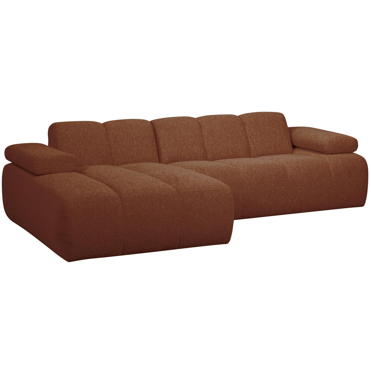 ECKSOFA Mojo Rostfarben Bouclé Armteilverstellung  - Rostfarben/Schwarz, MODERN, Kunststoff/Textil (160/284cm) - Livetastic