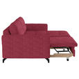 ECKSOFA in Flachgewebe, Leinenoptik Rot  - Rot/Schwarz, Design, Textil/Metall (242/170cm) - Xora