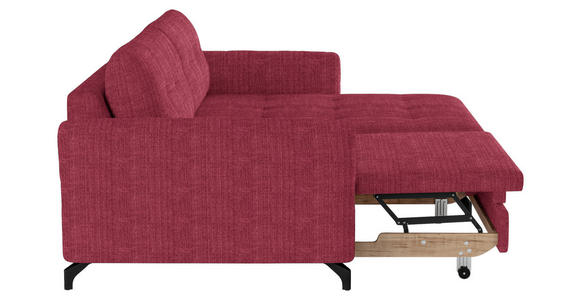 ECKSOFA in Flachgewebe, Leinenoptik Rot  - Rot/Schwarz, Design, Textil/Metall (242/170cm) - Xora