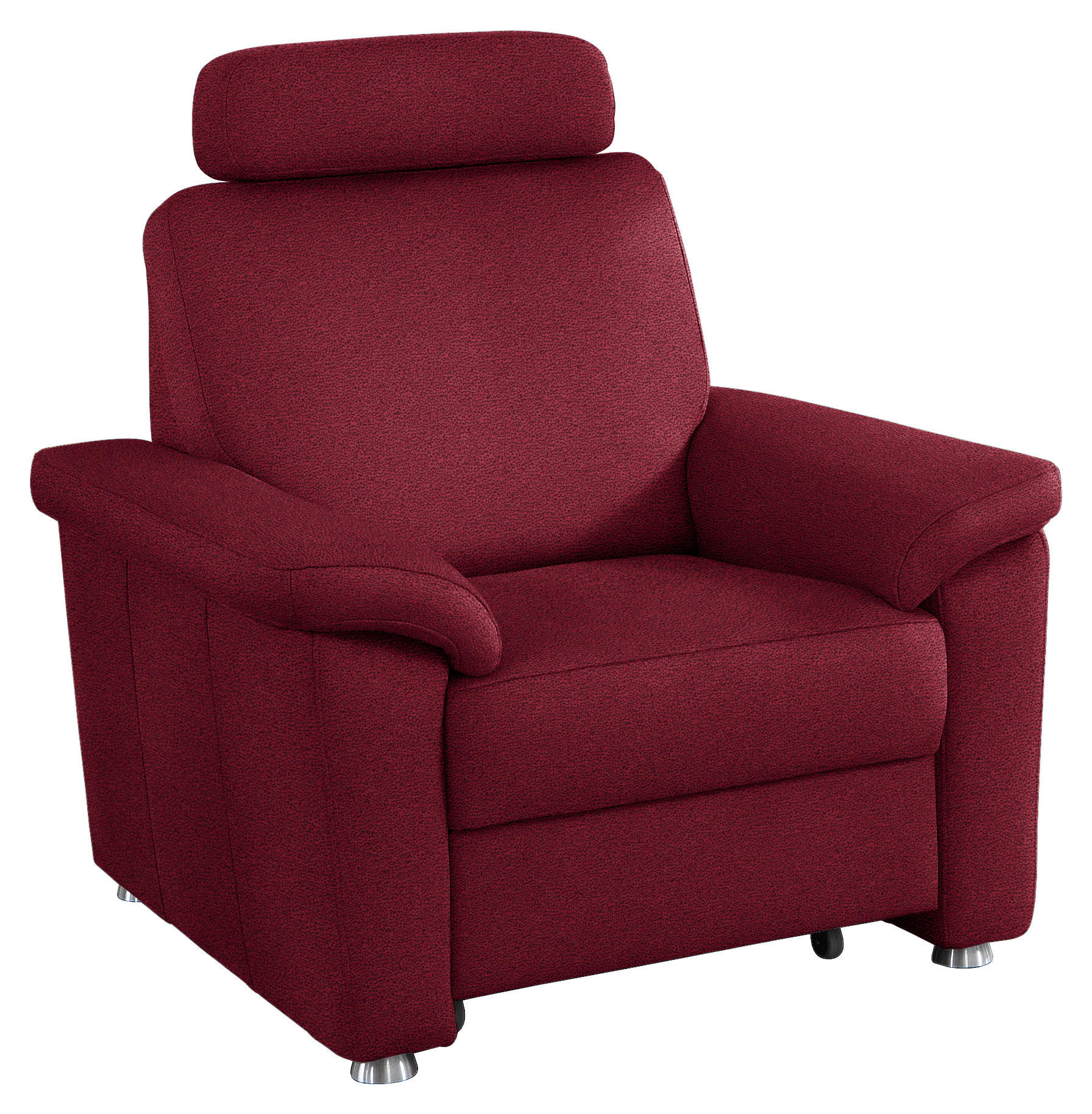 FERNSEHSESSEL in Webstoff Weinrot  - Silberfarben/Weinrot, Konventionell, Textil/Metall (102/91/91-159cm) - Beldomo System