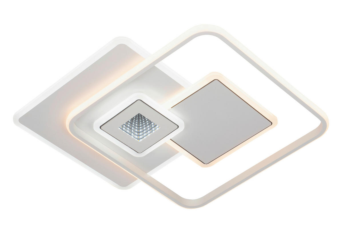 STROPNÉ LED SVIETIDLO, 50,3/50,3/6 cm - biela, Trend, kov/plast (50,3/50,3/6cm) - Novel