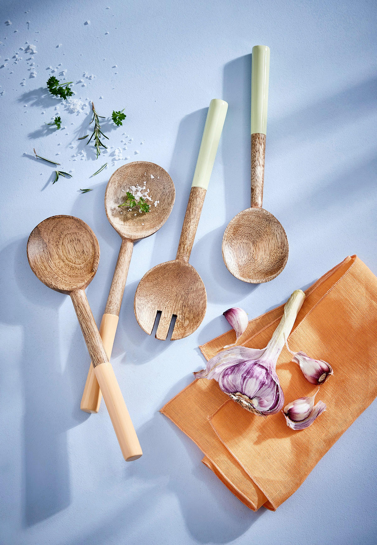 SALLADSBESTICK - salviagrön, Basics, trä/sten (7.5/27,5cm) - FYNCH-HATTON