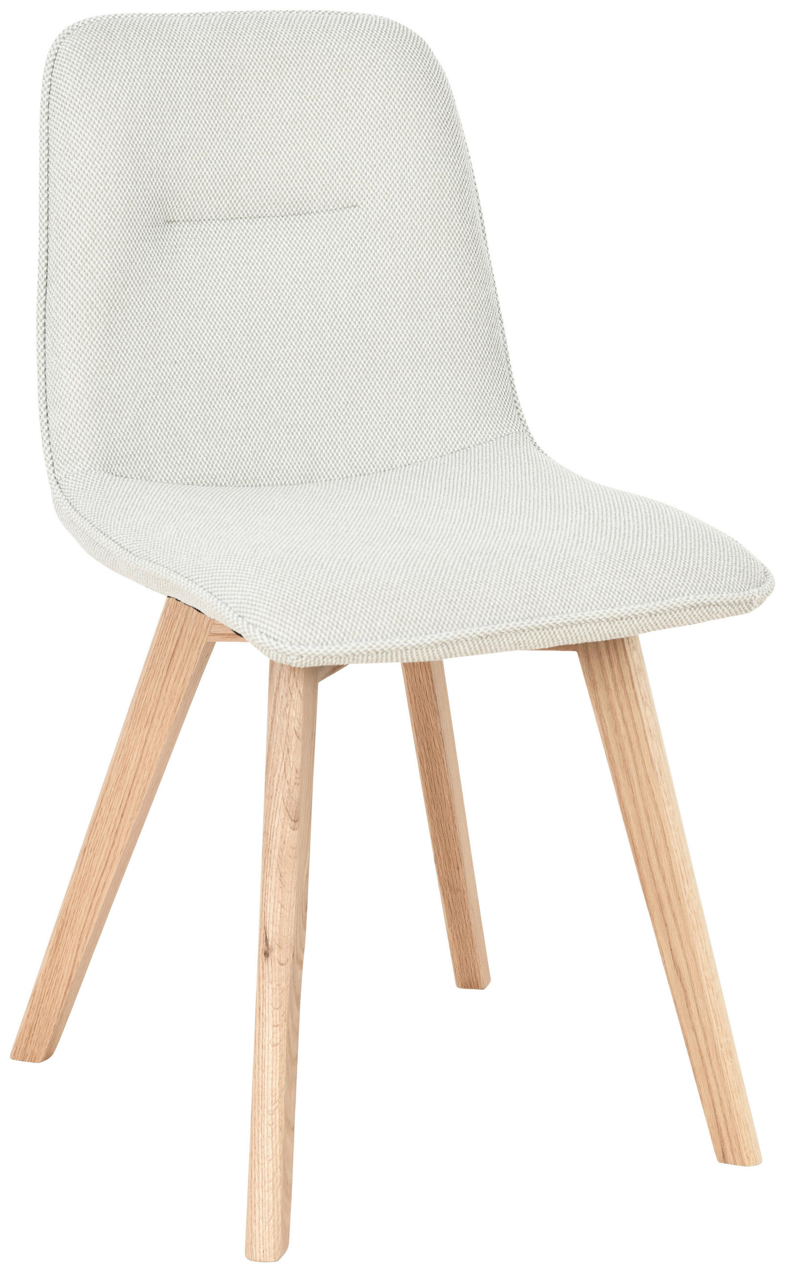 Scaun din lemn, textil, culoare lemn stejar, gri deschis