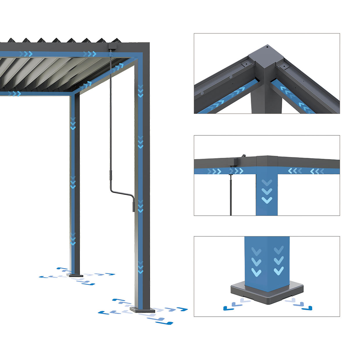 PERGOLA velikost: 359/296/238 cm - antracitová, Basics, kov (359/296/238cm) - Gardenson