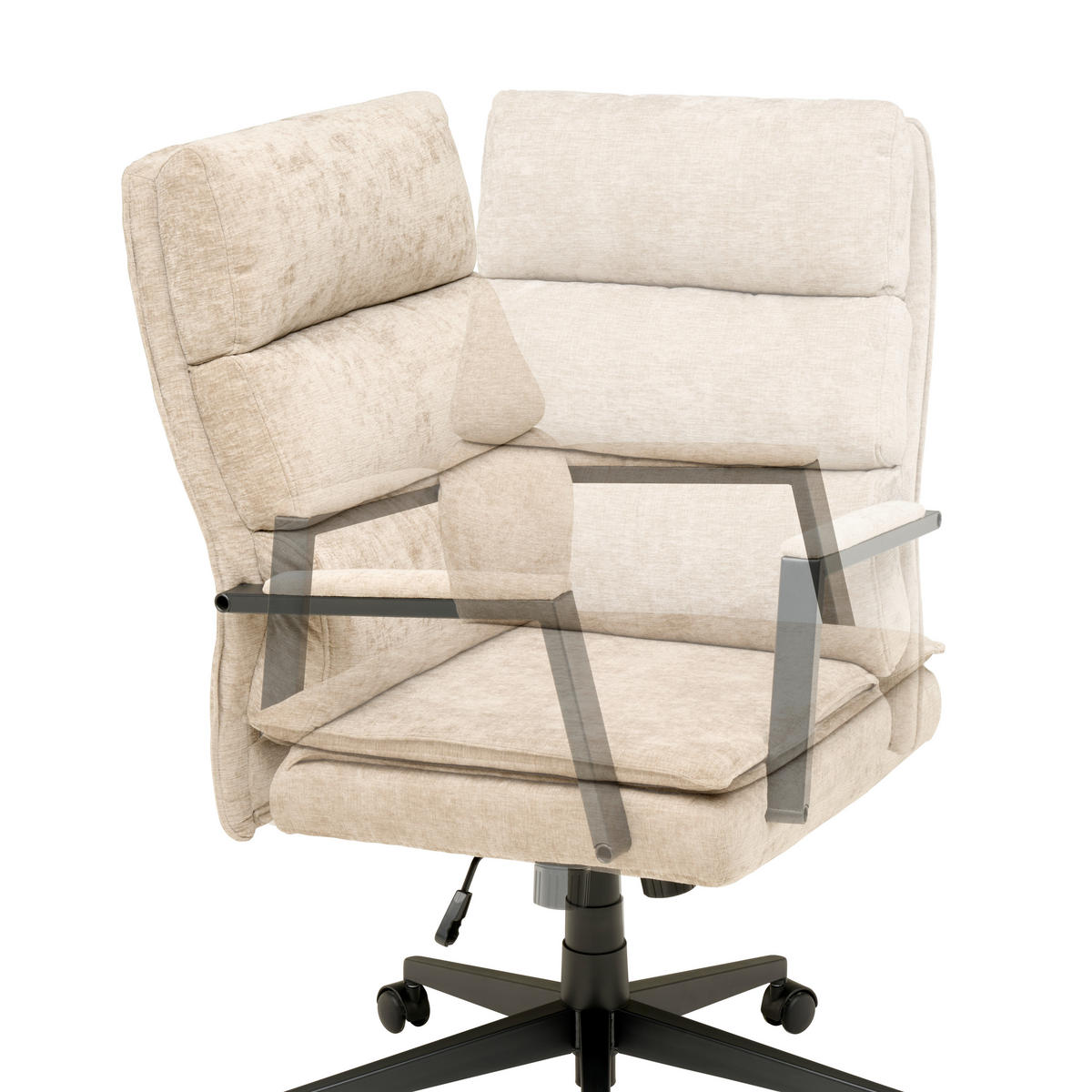 CHEFSESSEL Webstoff Beige  - Beige/Schwarz, Modern, Kunststoff/Textil (58/110-120/62cm) - MID.YOU