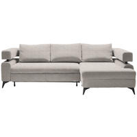 ECKSOFA in Chenille Beige  - Beige/Schwarz, Konventionell, Textil/Metall (265/184cm) - Hom`in