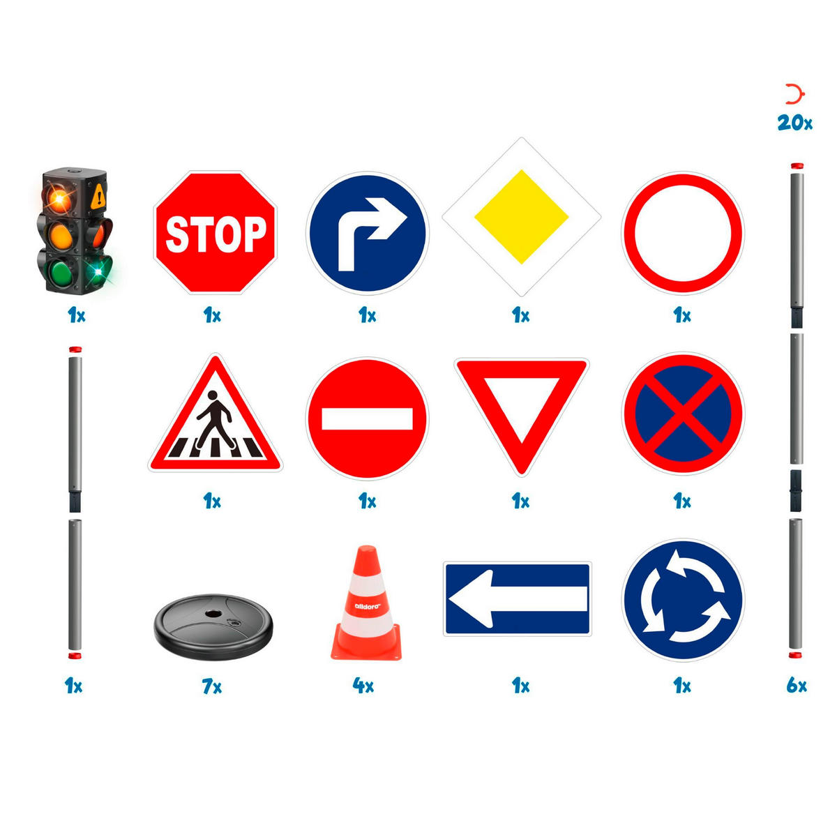 VERKEHRSZEICHEN XXL-Verkehrsset Multicolor  - Multicolor, Basics, Kunststoff (75cm) - alldoro