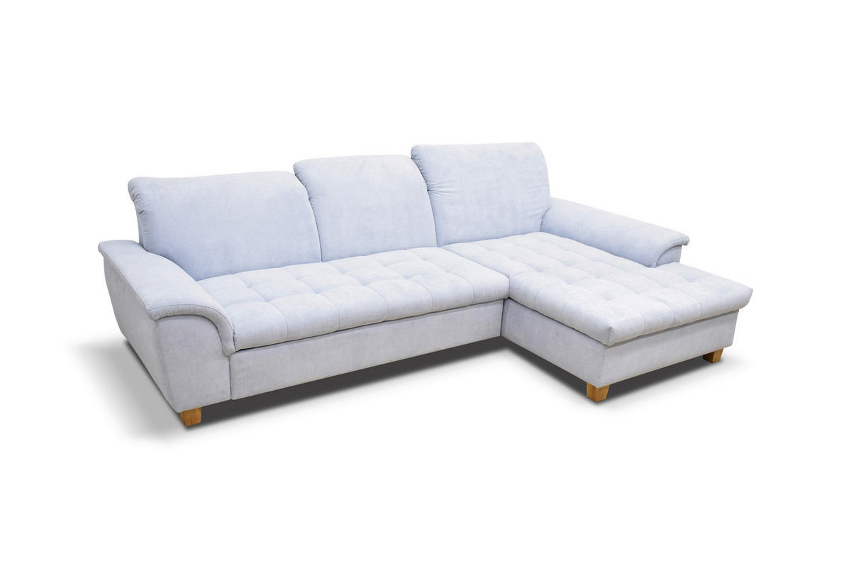 ECKSOFA Pastellblau Mikrofaser  - Pastellblau/Eichefarben, KONVENTIONELL, Holz/Textil (281/170cm) - MID.YOU