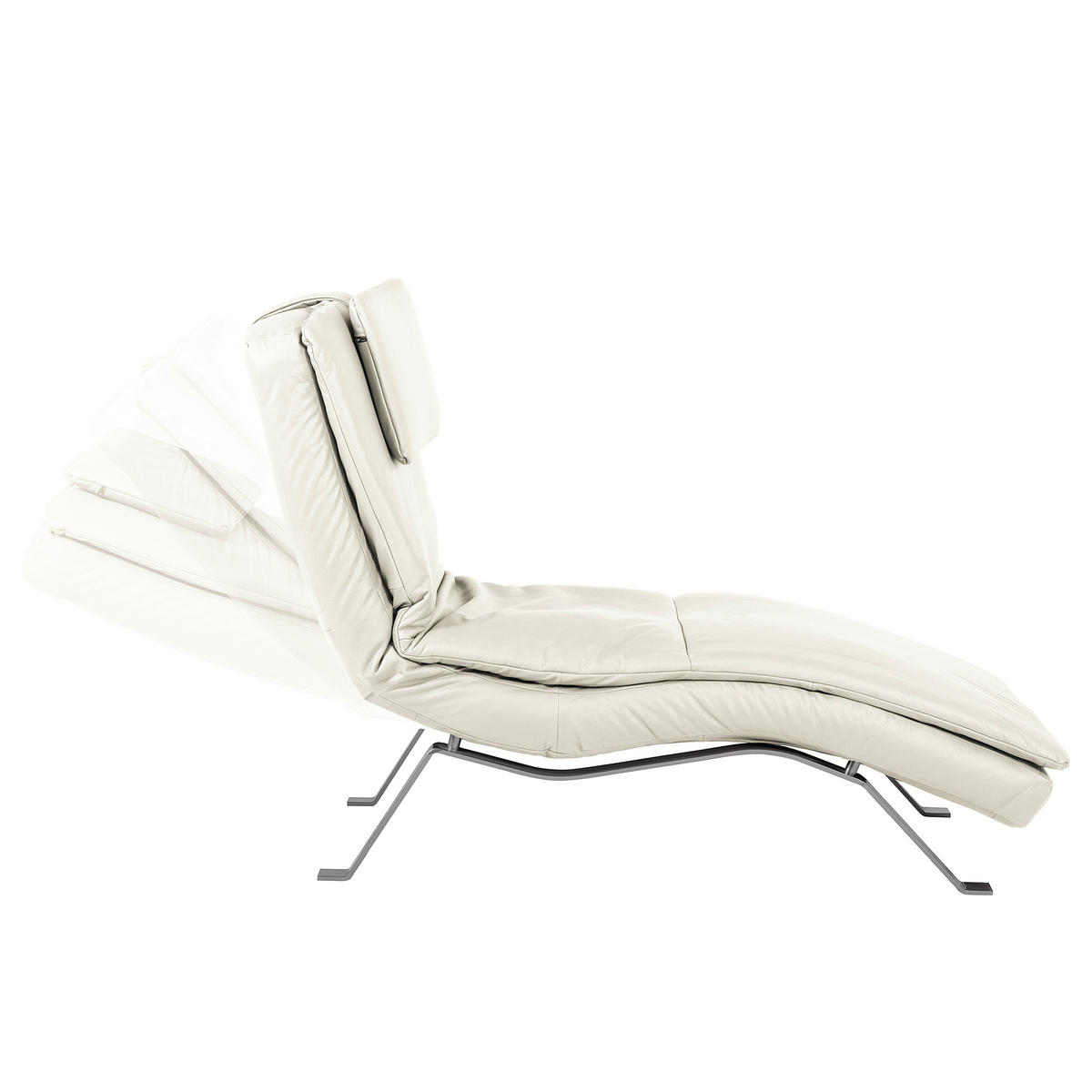 RELAXLIEGE in Echtleder Weiß  - Silberfarben/Weiß, Design, Leder/Metall (65/95/171cm) - Celina Home
