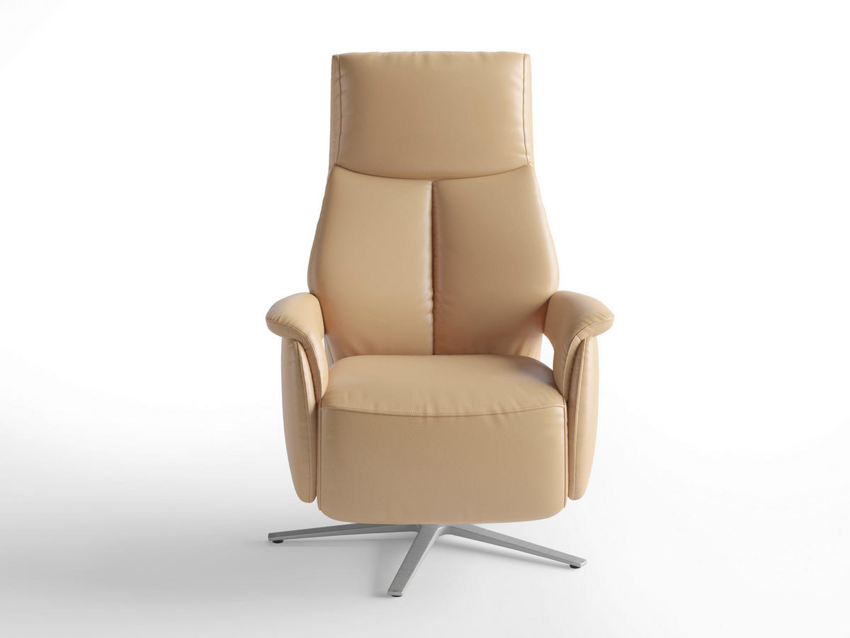 RELAXAČNÍ KŘESLO, kůže, cappuccino - barvy stříbra/cappuccino, Basics, kov/kůže (75/110/85cm) - Sit & More