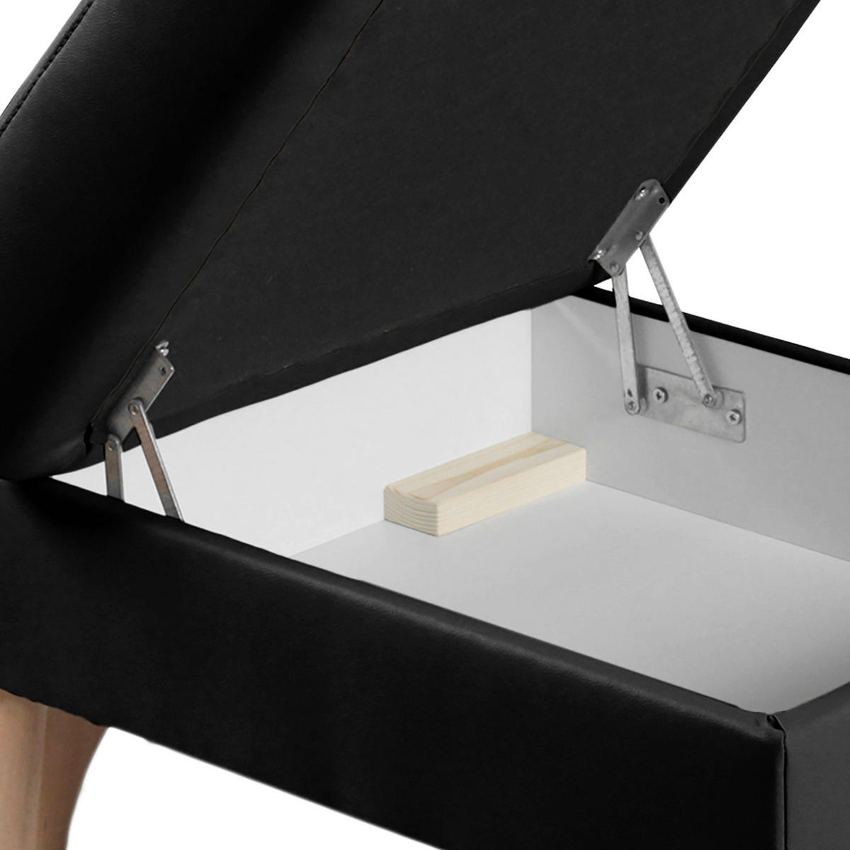 HOCKER in Textil, Leder Schwarz  - Buchefarben/Schwarz, Design, Leder/Holz (70/44/60cm) - Livetastic