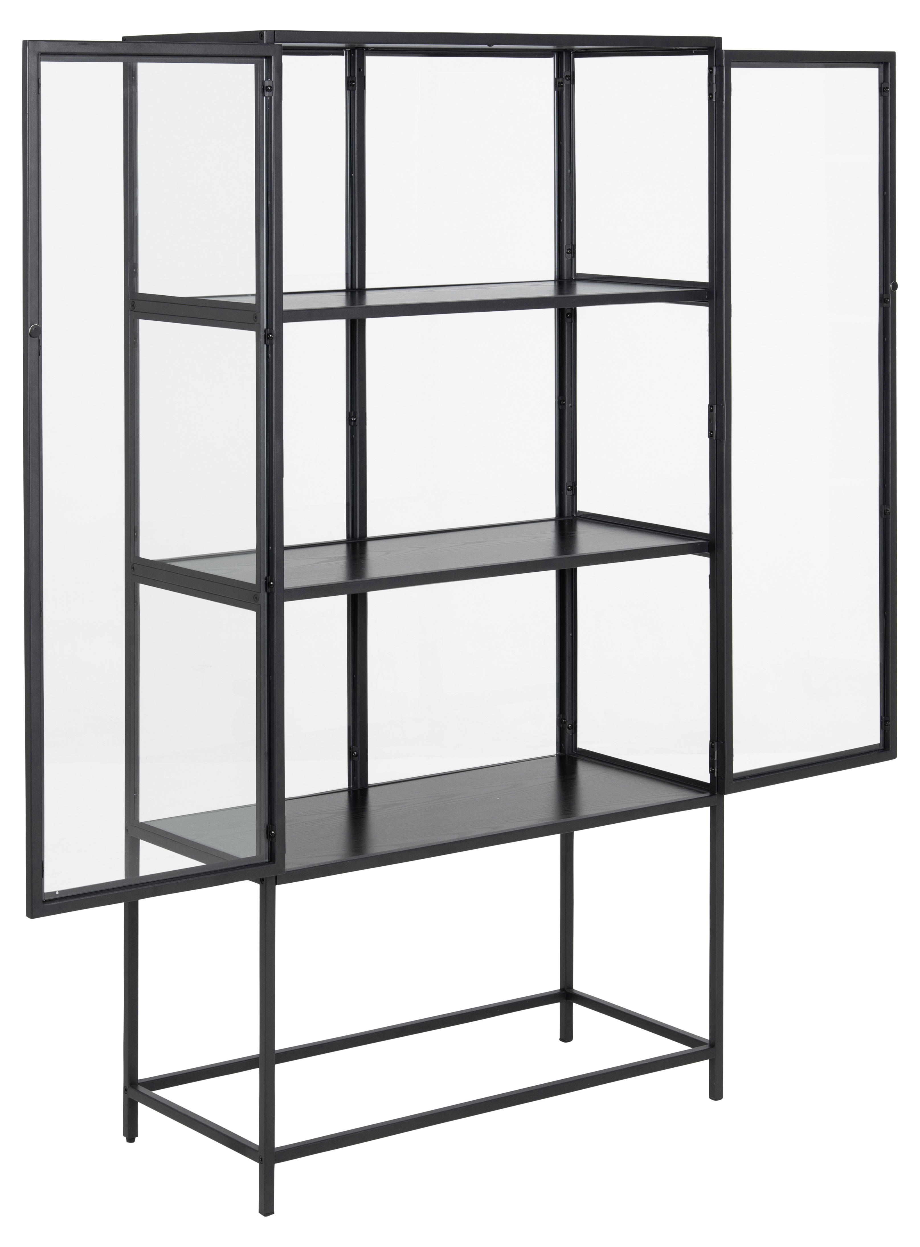 VITRINA, črna - črna/prosojno, Moderno, kovina/steklo (77/150/35cm) - Carryhome