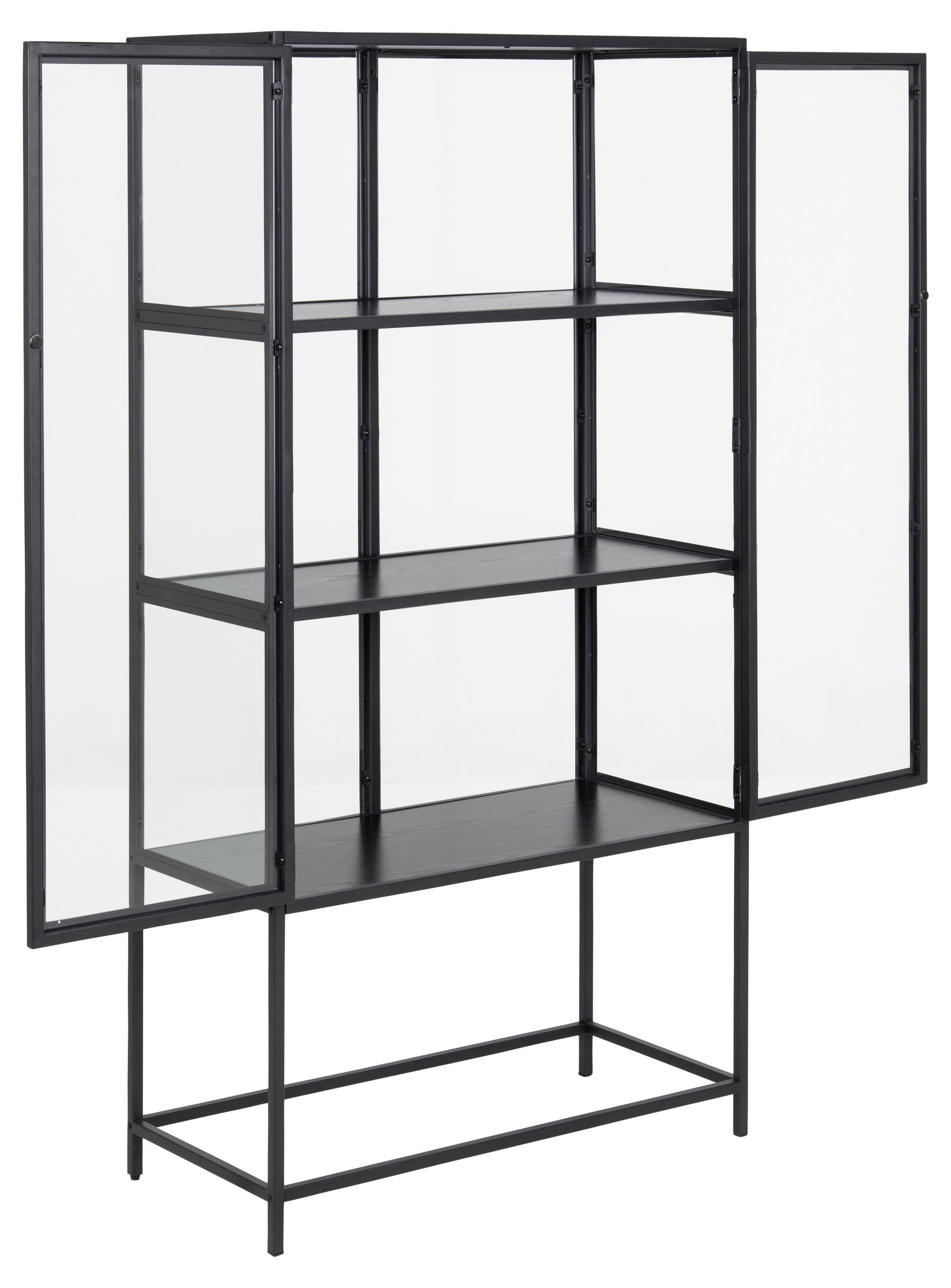 VITRINE in Schwarz - Transparent/Schwarz, MODERN, Glas/Holzwerkstoff (77/150/35cm)