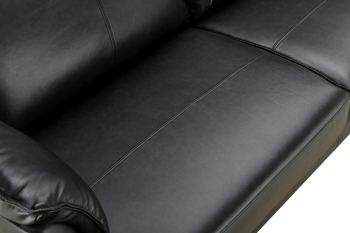 2-SITZER-SOFA Schwarz Echtleder Lederlook  - Schwarz, Design, Leder/Holz (195/87/90cm) - MID.YOU