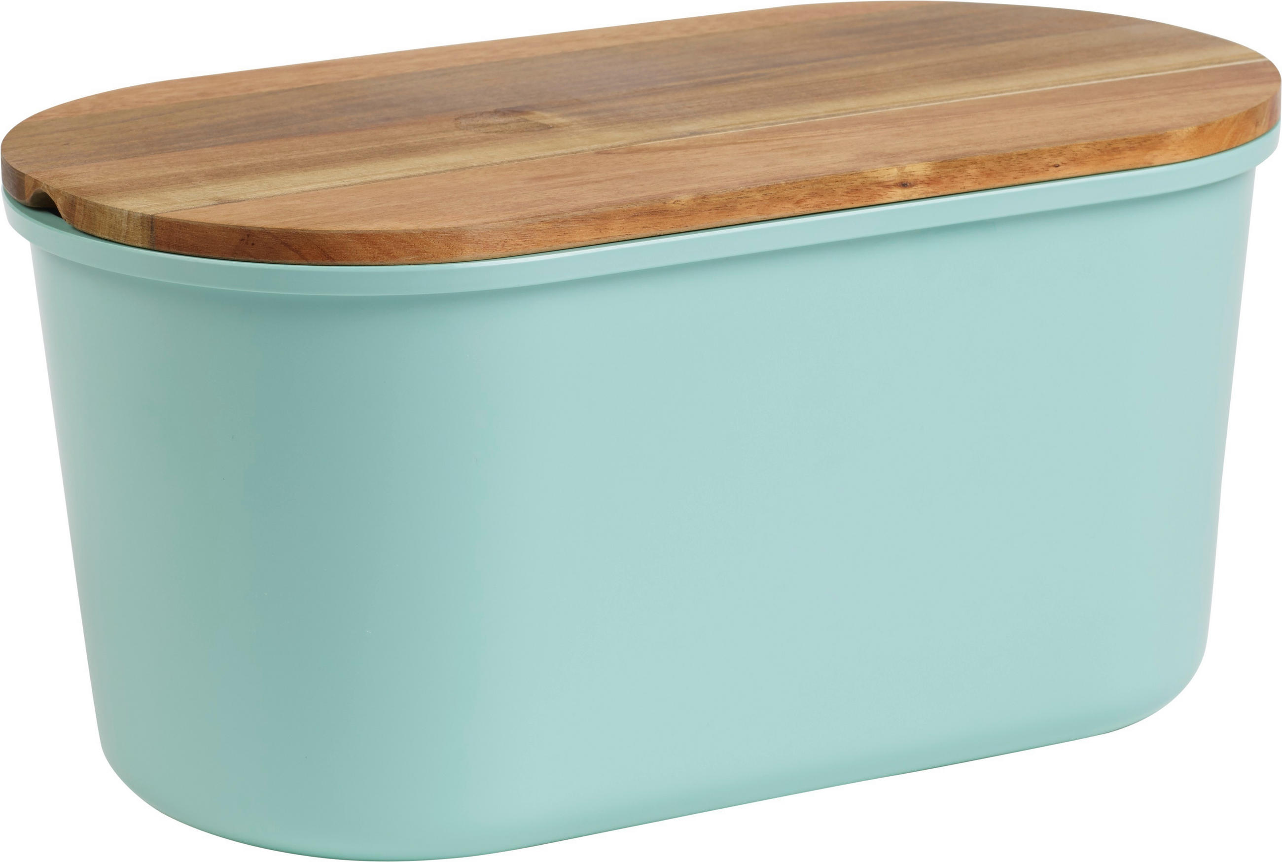 BROTBOX 21,50/37,00/17,20 cm  - Türkis/Akaziefarben, Basics, Holz/Kunststoff (21,50/37,00/17,20cm) - Echtwerk