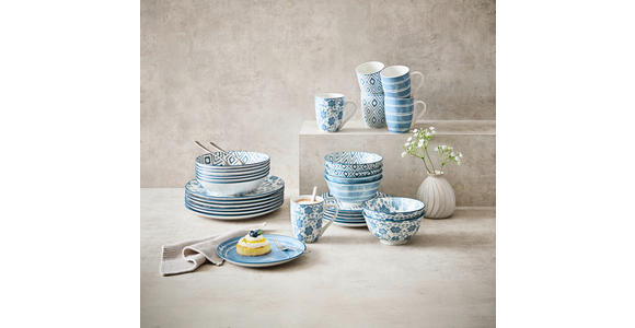 KOMBISERVICE 30-teilig  - Blau/Weiß, LIFESTYLE, Keramik - Novel