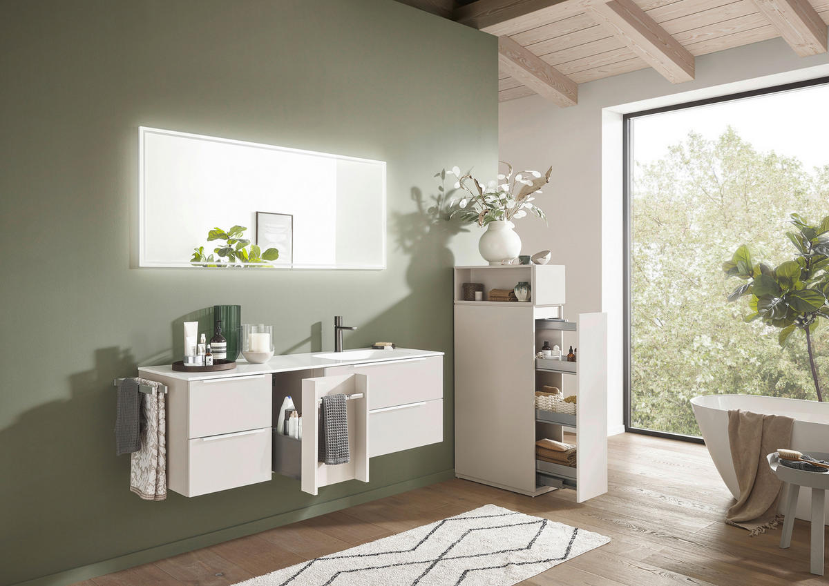 BADEZIMMER  in 150,8 cm  - Kaschmir/Alufarben, Natur, Holzwerkstoff/Stein (150,8cm) - Novel