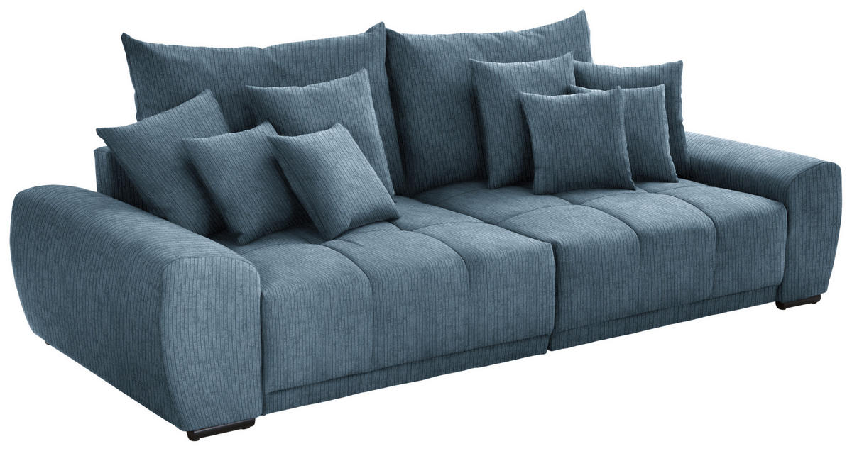 BIG SOFFA i tunn manchester blå  - blå/svart, Klassisk, trä/textil (280/67/120cm) - MID.YOU