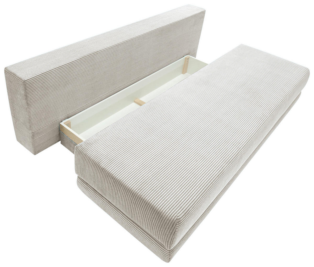 SCHLAFSOFA Cord Naturfarben  inkl. Rückenkissen, Armlehnenkissen, Bettkasten, Schlaffunktion, Rücken echt, Liegefläche im Originalstoff  - Schwarz/Naturfarben, KONVENTIONELL, Holz/Textil (196/96/103cm) - Carryhome