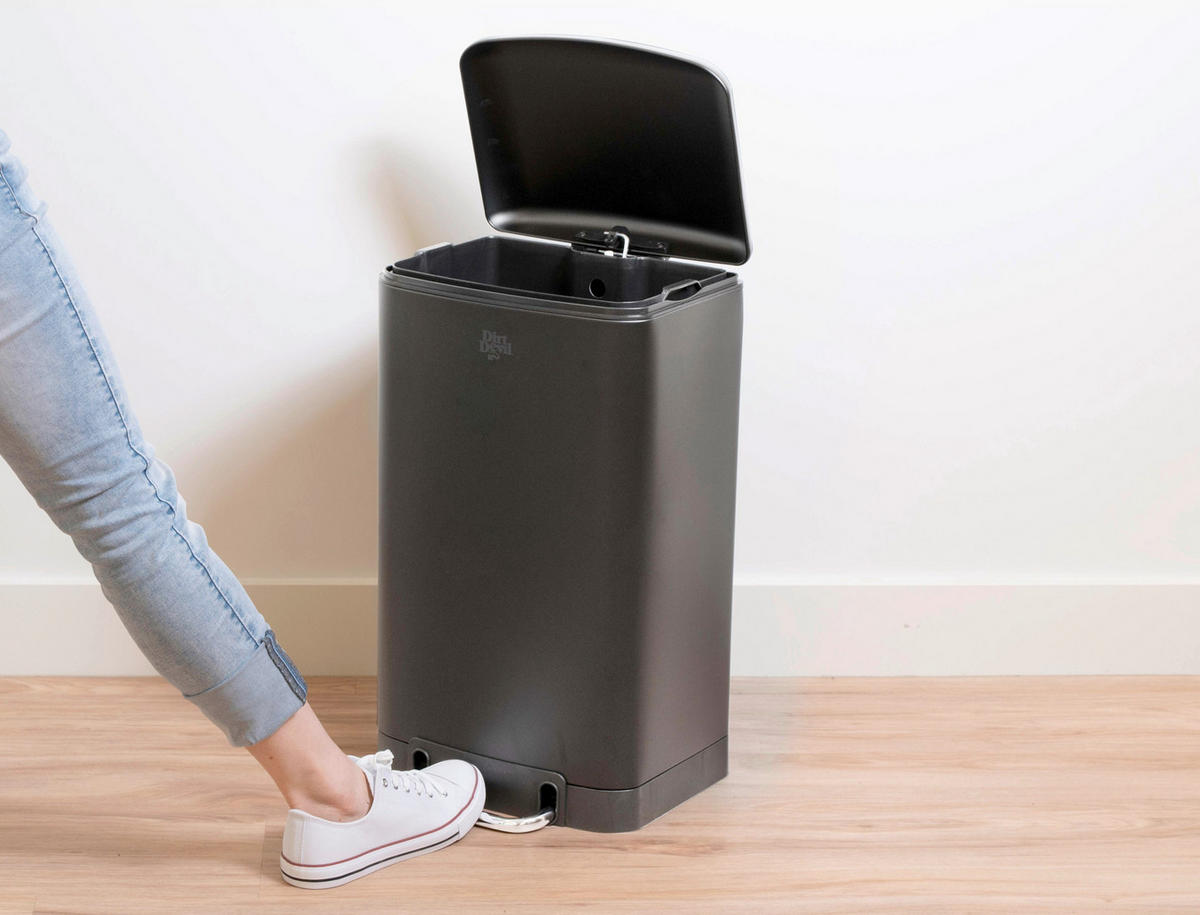 ABFALLSAMMLER 30 l  Metall  - Schwarz, Basics, Kunststoff/Metall (34,5/32,5/61,5cm) - Dirt Devil