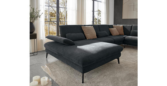 WOHNLANDSCHAFT in Webstoff Anthrazit - Anthrazit/Schwarz, Design, Textil/Metall (157/354/208cm) - Dieter Knoll