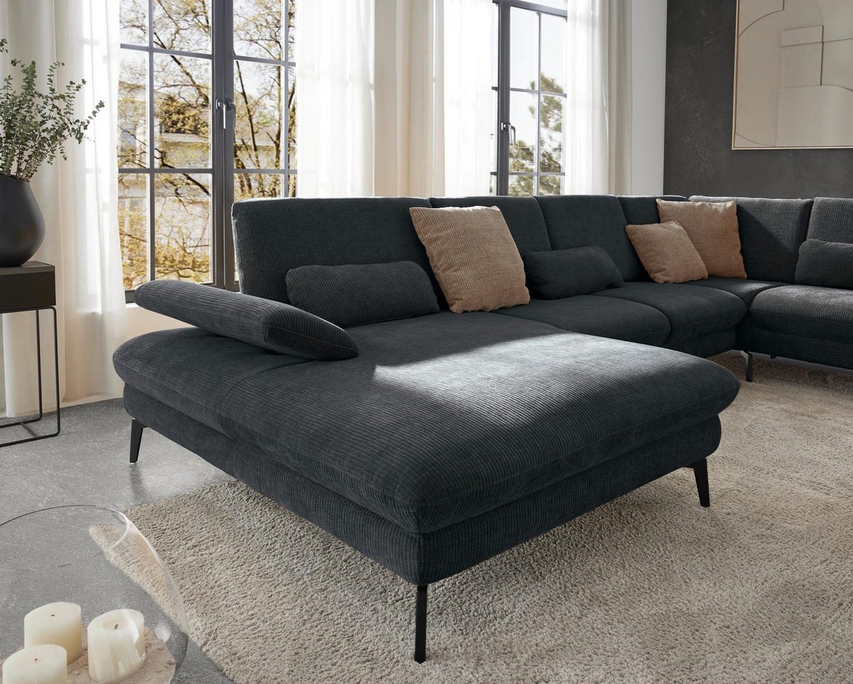 WOHNLANDSCHAFT in Webstoff Anthrazit  - Anthrazit/Schwarz, Design, Textil/Metall (157/354/208cm) - Dieter Knoll