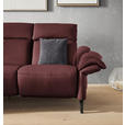 TRAPEZSOFA in Echtleder Bordeaux  - Bordeaux/Schwarz, KONVENTIONELL, Leder/Metall (221/103/95cm) - Dieter Knoll