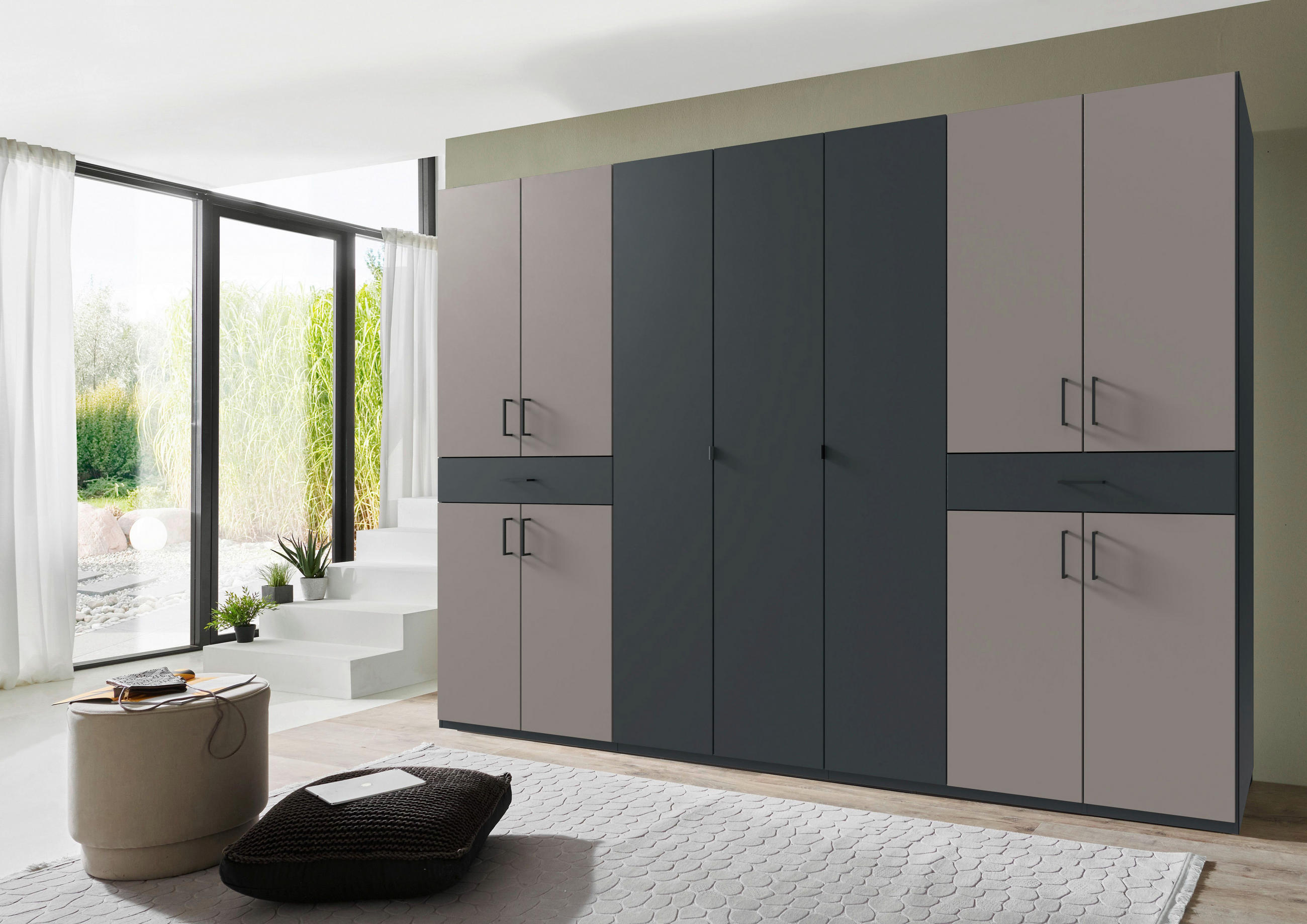 DREHTÜRENSCHRANK in Graphitfarben, Sahara  - Schwarz/Graphitfarben, Konventionell, Holzwerkstoff/Kunststoff (313/208/58cm) - Carryhome