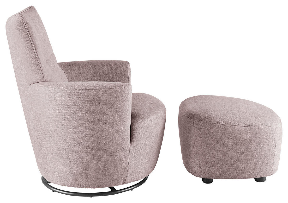 SESSEL Webstoff Hellrosa    - Hellrosa/Schwarz, Design, Textil/Metall (80/96/88cm) - SetOne by Musterring