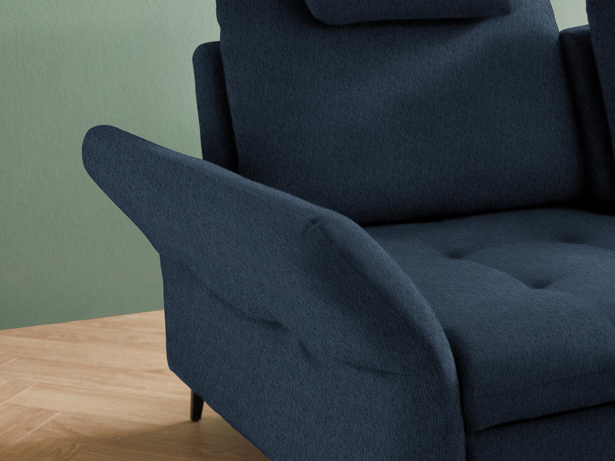 ECKSOFA Blau Chenille  - Blau/Schwarz, Natur, Textil/Metall (288/233cm) - Valnatura