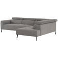 ECKSOFA Grau Feincord  - Schwarz/Grau, Design, Textil/Metall (280/205cm) - Xora