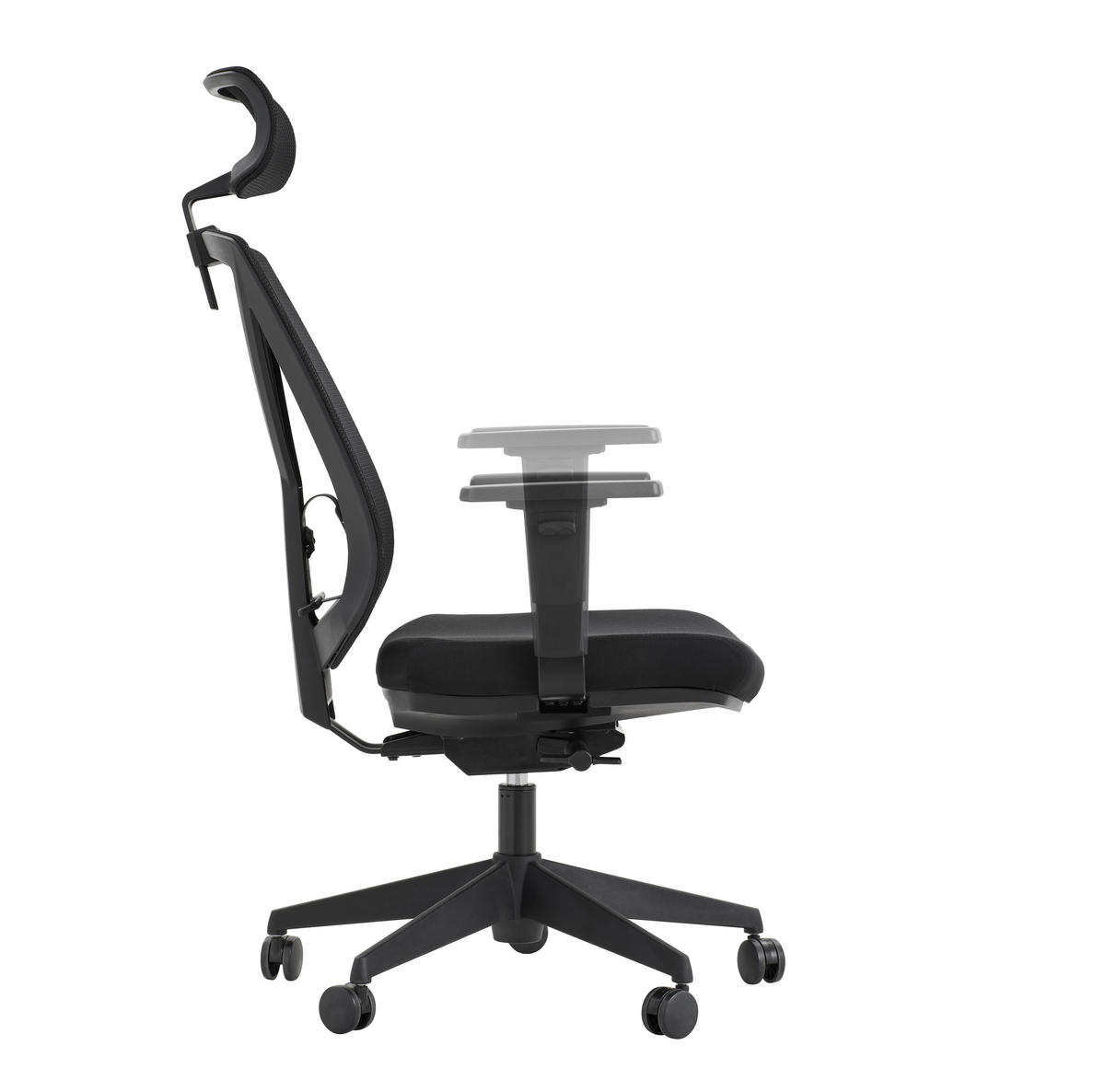 OTOČNÁ STOLIČKA, tkaná textília, čierna - čierna, Konventionell, textil/plast (62/119-129/65cm) - Novel