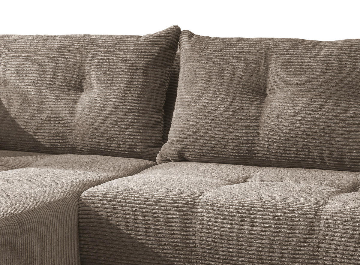 ECKSOFA in Cord Graubraun  - Graubraun/Schwarz, Modern, Holz/Textil (177/246cm) - MID.YOU