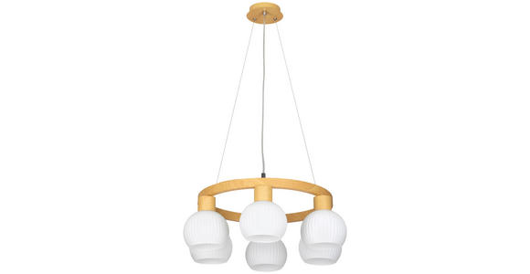 HÄNGELEUCHTE 60/120 cm - Eichefarben/Weiß, Trend, Glas/Metall (60/120cm) - Novel