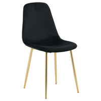 STUHL-SET 2 Stück  in Stahl Samt Metall, Textil  - Messingfarben/Schwarz, Design, Textil/Metall (44/86/52cm) - Livetastic