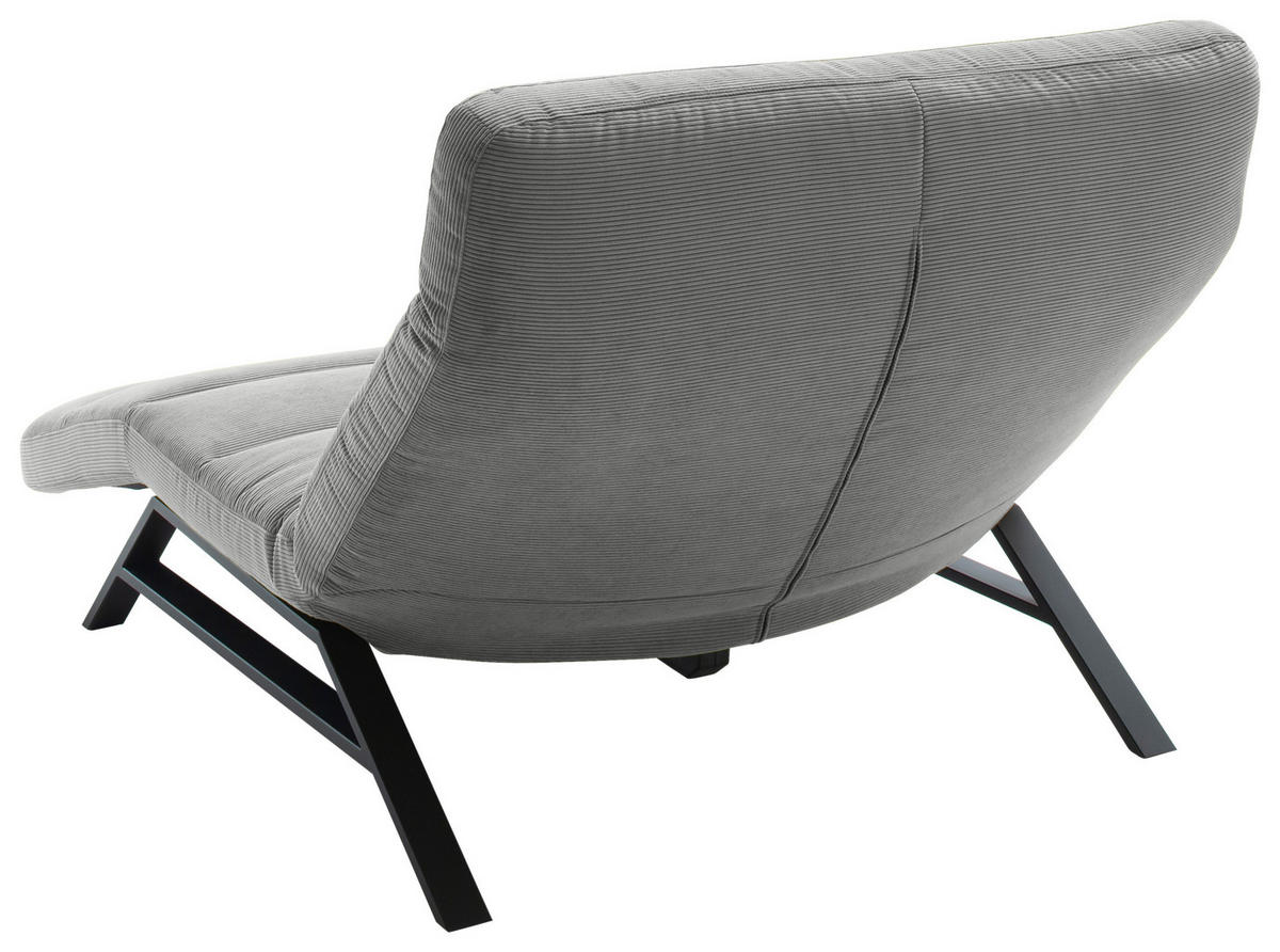 RELAXLIEGE in Feincord Grau  - Schwarz/Grau, Design, Textil/Metall (120/54-113/158-198cm) - Pure Home Lifestyle