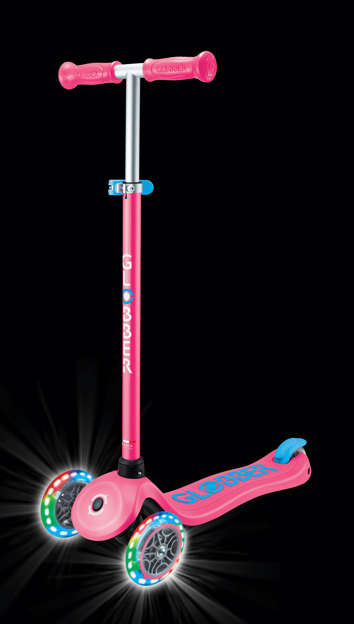 KINDERSCOOTER PRIMO PLUS LIGHTS  - Fuchsia, Basics, Kunststoff (57.5/28/82,5cm) - GLOBBER