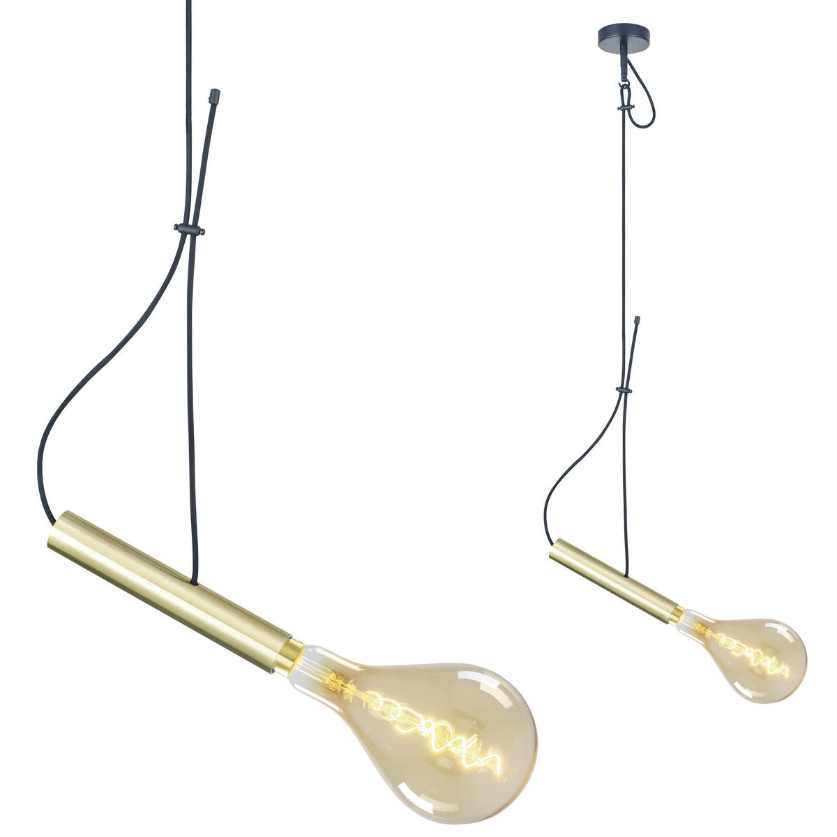 HÄNGELEUCHTE 12/120 cm   - Goldfarben/Schwarz, Design, Kunststoff/Textil (12/120cm) - Näve