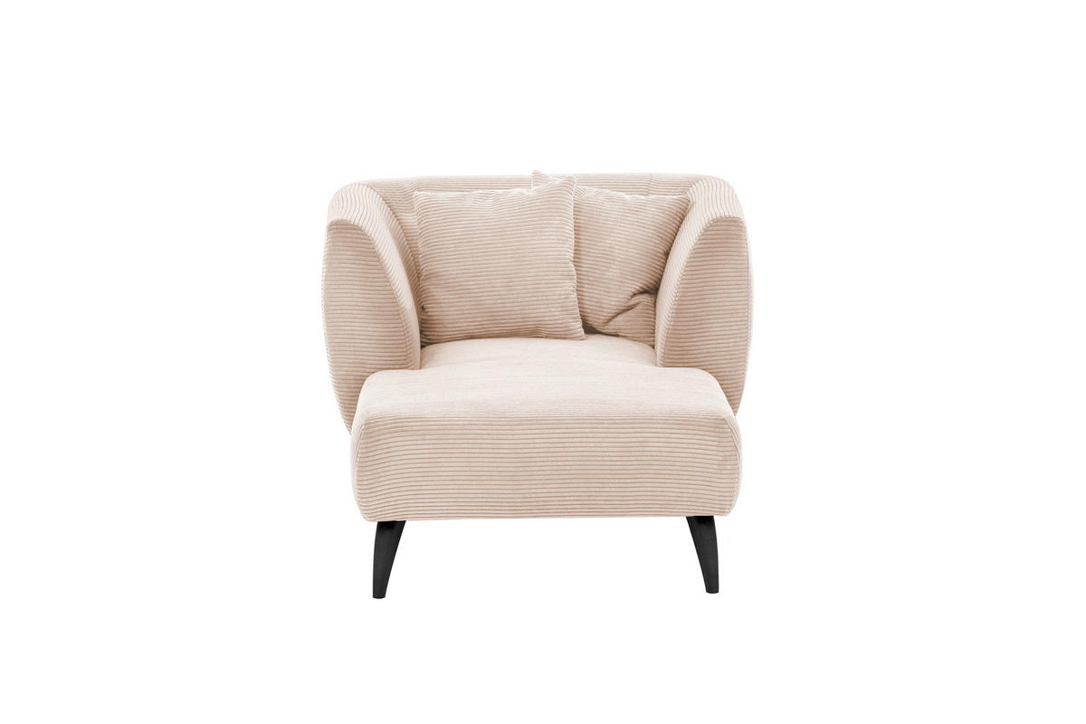 XXL-SESSEL in Cord Beige  - Beige/Schwarz, Modern, Holz/Textil (108/84/155cm) - MID.YOU