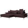 ECKSOFA PRATO Dunkelbraun Flachgewebe  - Dunkelbraun/Schwarz, MODERN, Textil/Metall (176/292cm) - MID.YOU