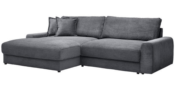 ECKSOFA in Cord Graphitfarben  - Schwarz/Graphitfarben, MODERN, Kunststoff/Textil (180/300cm) - Carryhome