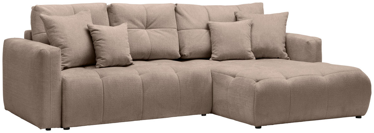 ECKSOFA in Chenille Hellbraun  - Hellbraun/Schwarz, Modern, Kunststoff/Textil (276/172cm) - Hom`in